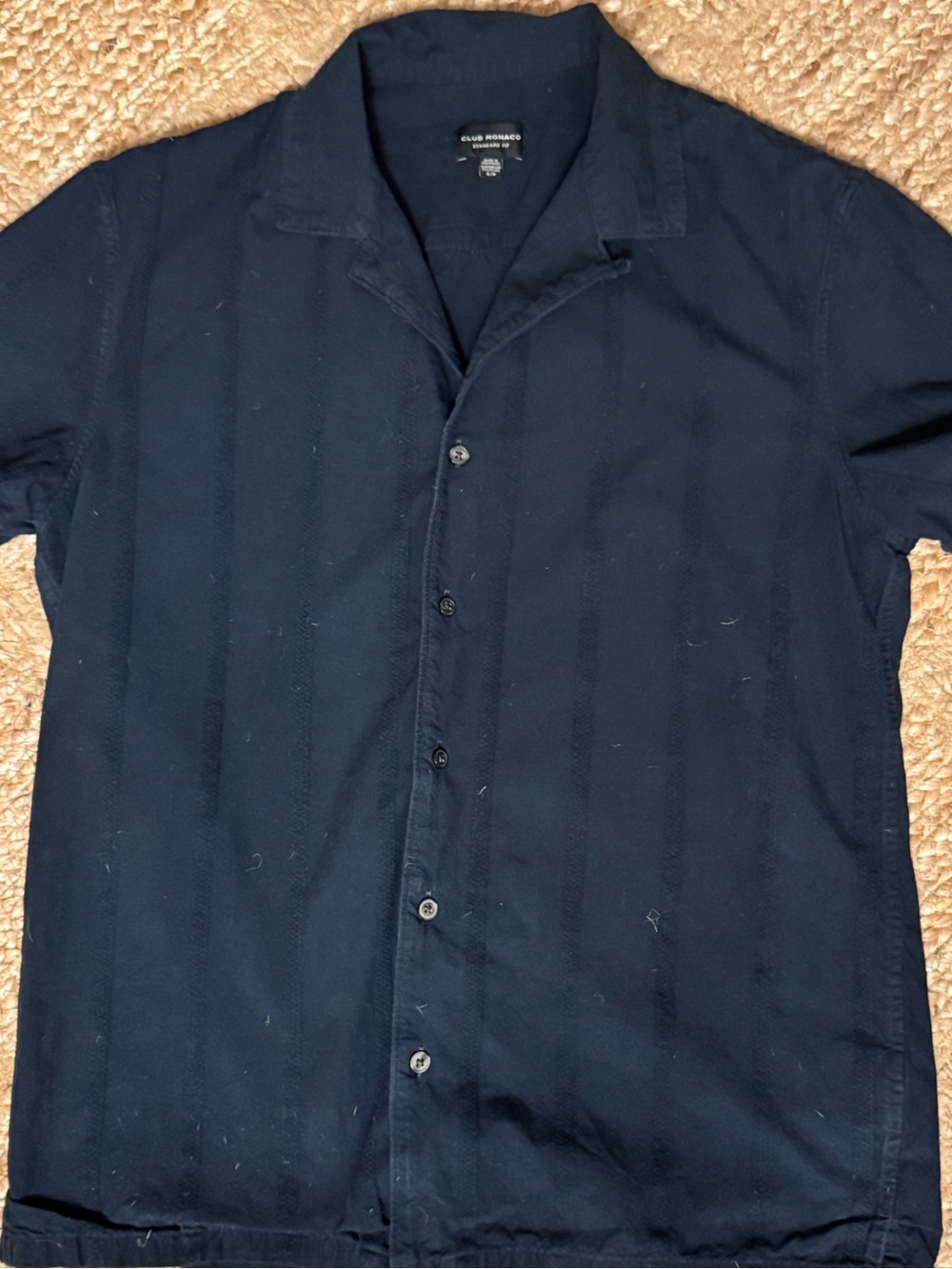 Club Monaco Camp‑Collar Shirt – Navy (Size S)